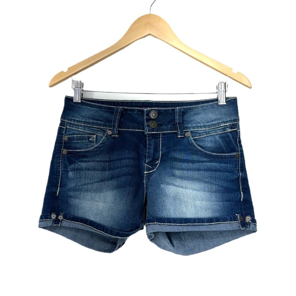 Wallflower Fade Wash Stitched Mid Rise Denim Shorts Size 5